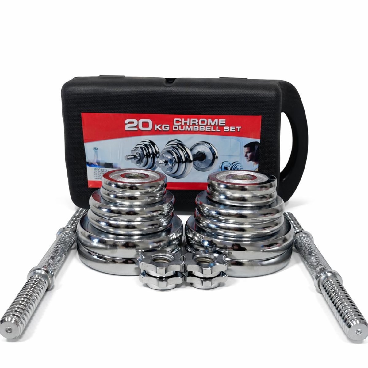 GENERICO - Set de Mancuernas Cromadas Ajustables 20 KG con Maleta
