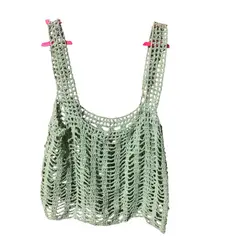 TAROT CHURRUCA OFICIAL - Polera de hilo con tirantes verde agua hecho a mano