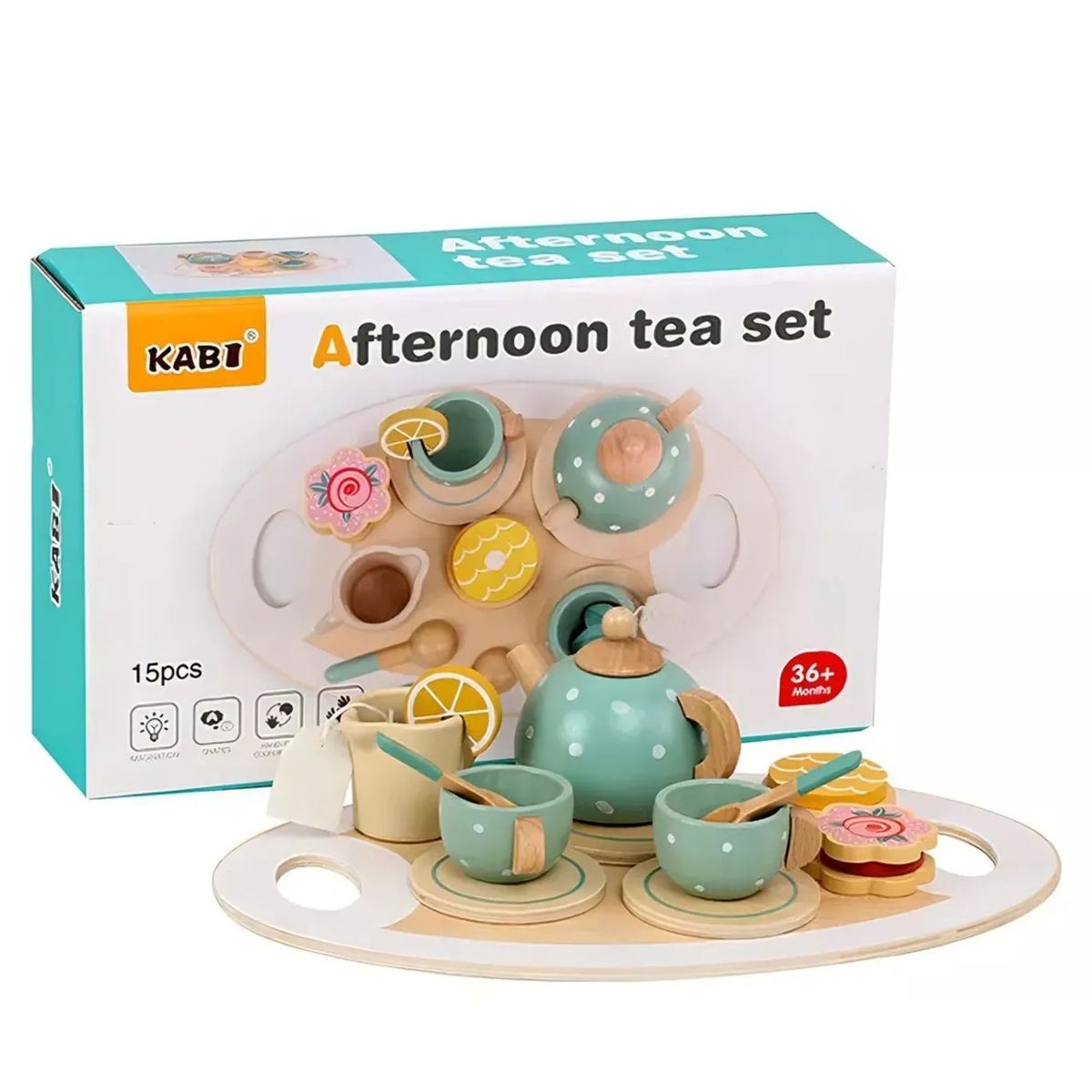 GENERICO - Juego De Té Y Postre De Madera Juguete De Madera Para Niños