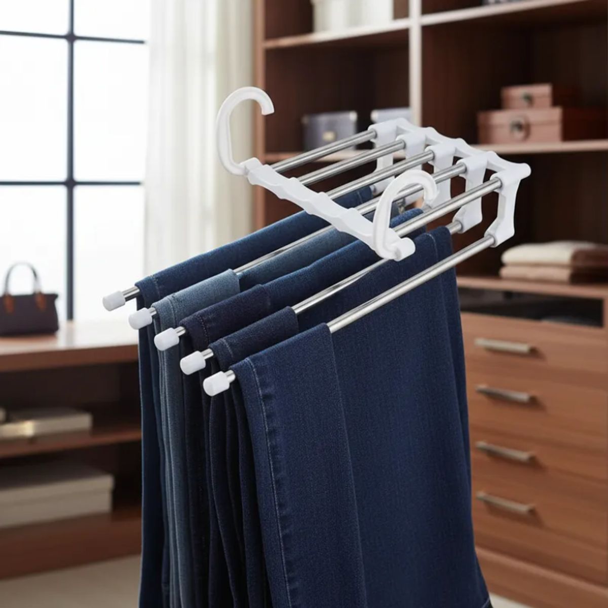 GENERICO - Colgador Múltiple Para Pantalones 5 En 1 Ahorra Espacio
