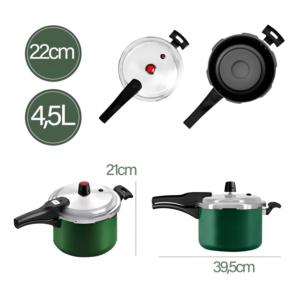 PANELUX - Olla A Presión Panelux 4.5 Litros Color Verde Antiadherente Verde