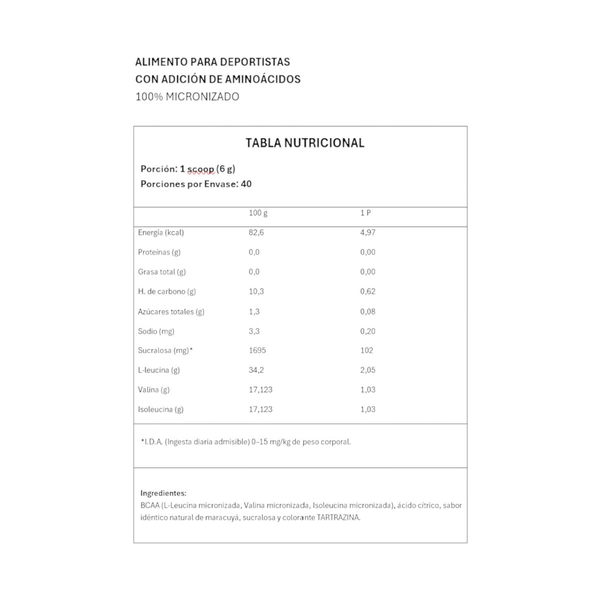 GREATLHETE - BCAA PRO 2:1:1 40 SERVICIOS PASSION FRUIT - GREATLHETE