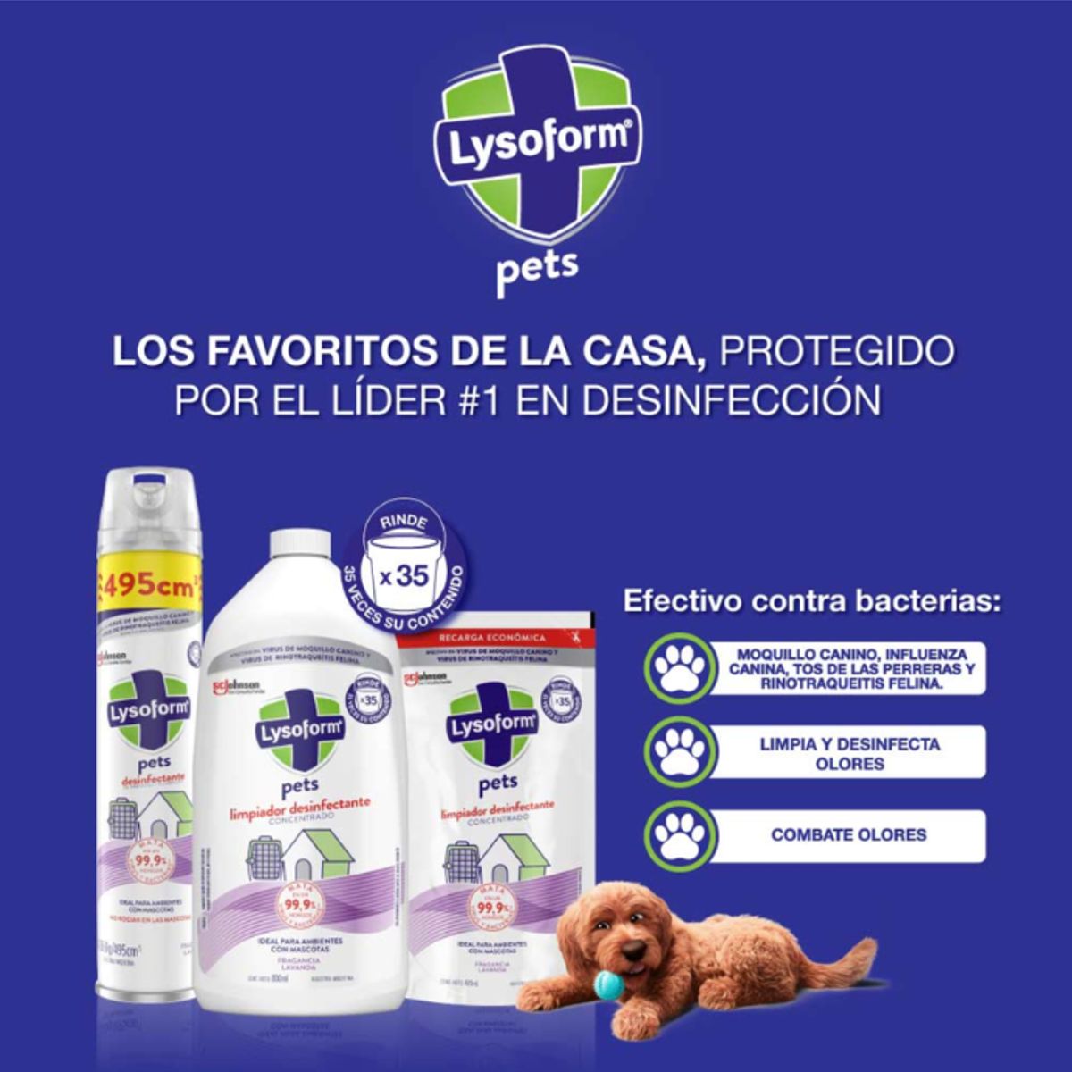 LYSOFORM - Lysoform Limpiador Desinfectante Ambiente Mascotas 800 Ml