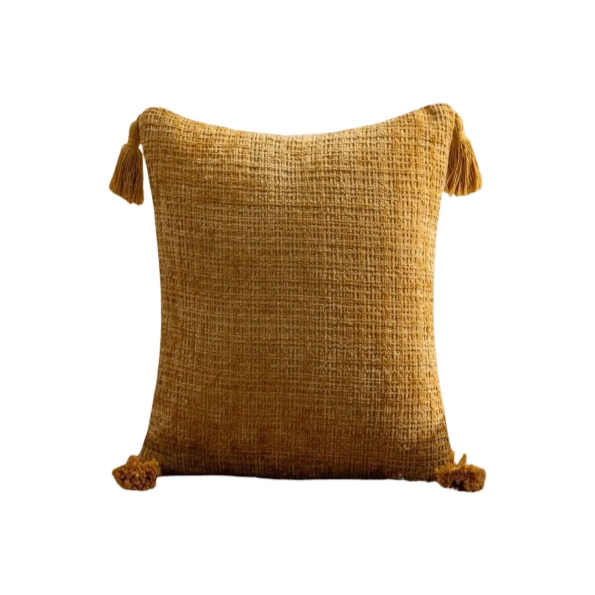 GENERICO - Fundas de cojin cuadradas  chenille con borlas pack de 4 piezas