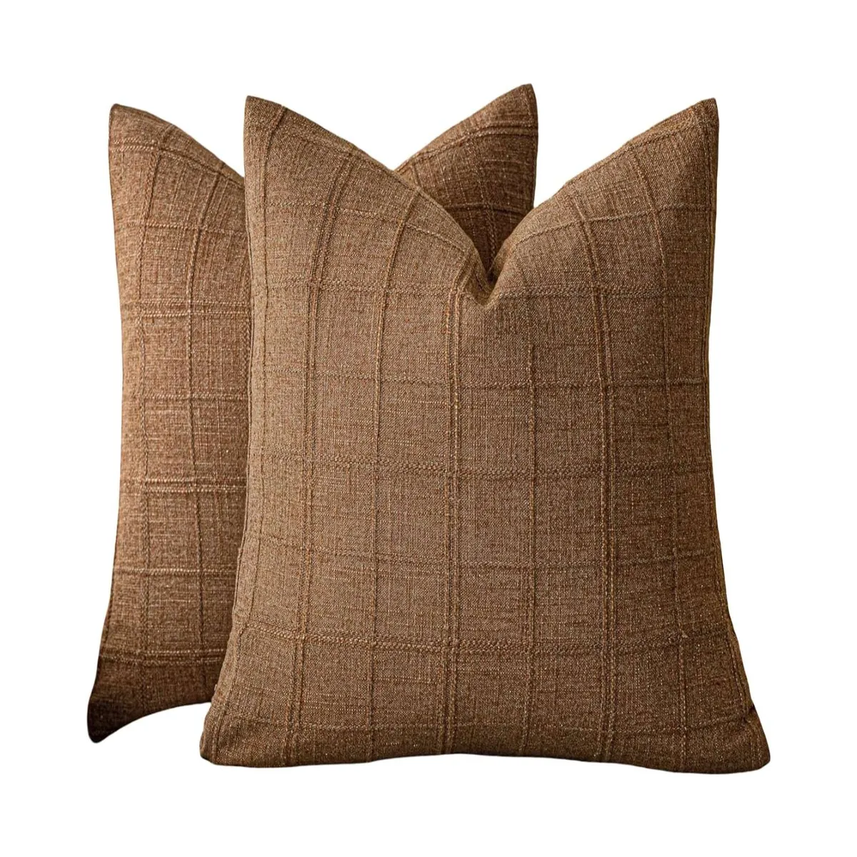 GENERICO - Set de 2 Fundas de cojin Jacquard cuadrille  con relleno
