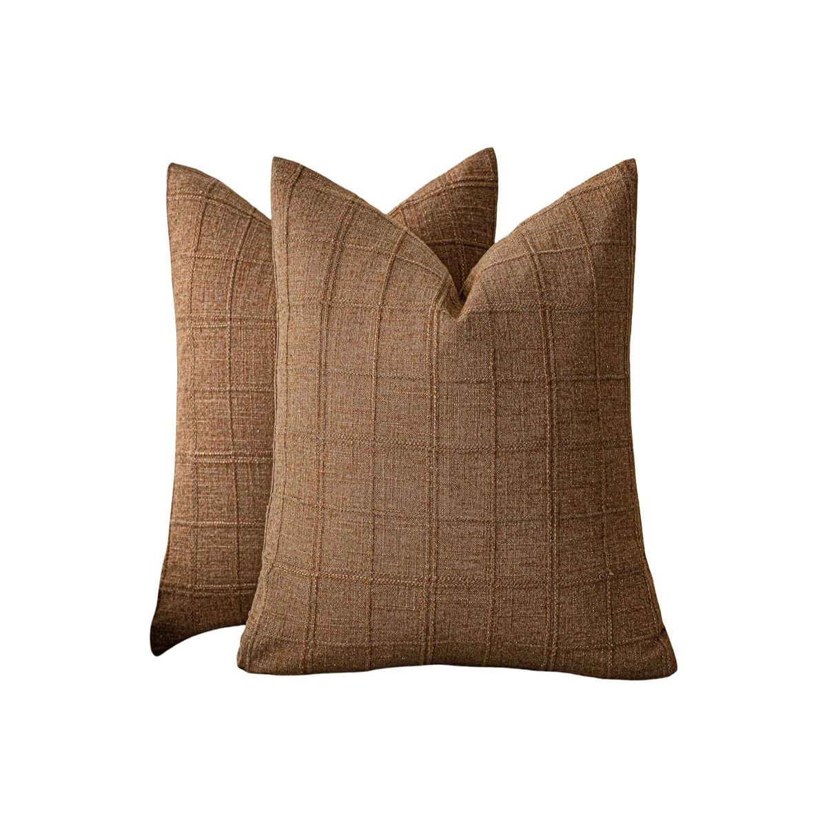 GENERICO - Set de 2 Fundas de cojin Jacquard cuadrille  con relleno
