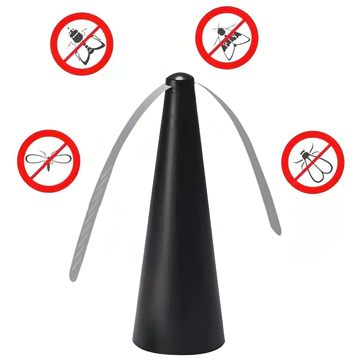 GENERICO - Pack x2 Abanico Ventilador Repelente De Moscas Portatil- Color Negro