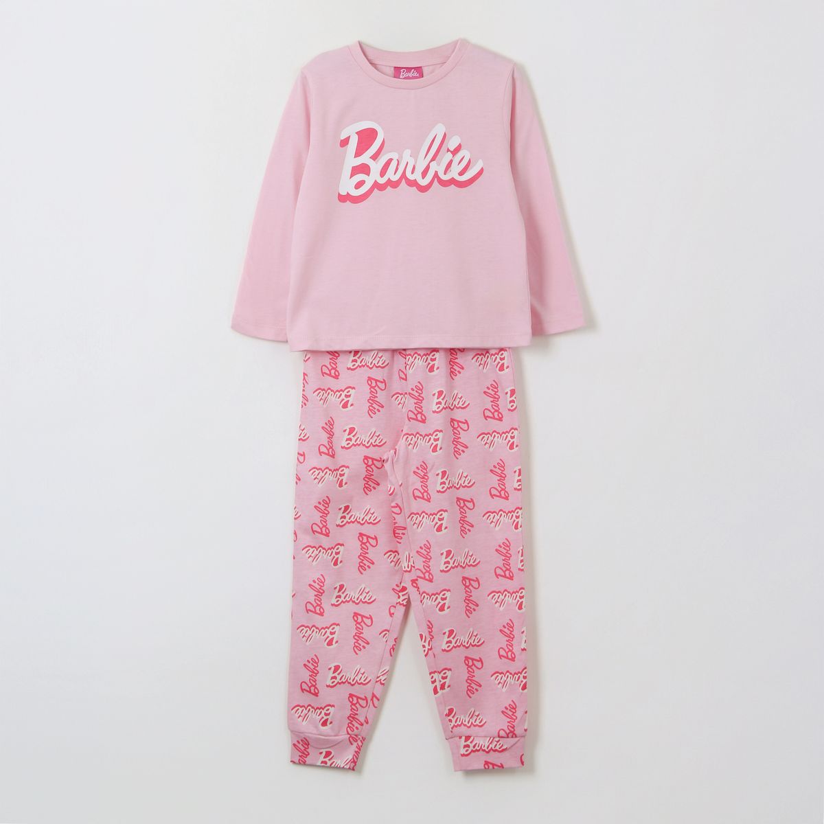 BARBIE - Pijama Manga Larga Niña Logo Rosado Barbie