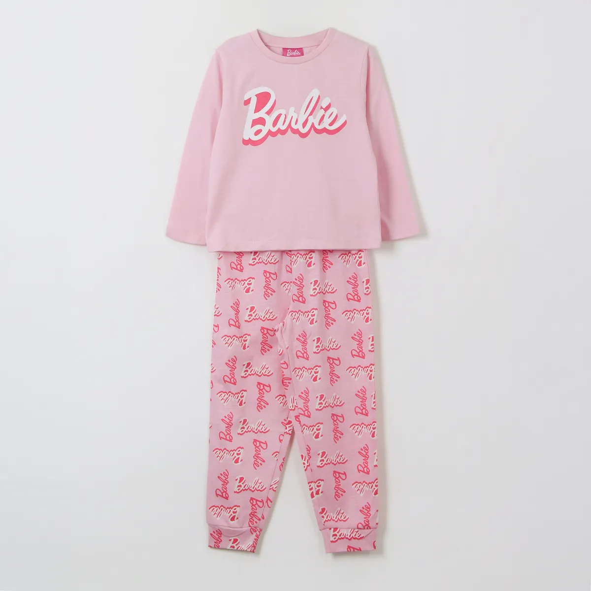 BARBIE - Pijama Manga Larga Niña Logo Rosado Barbie
