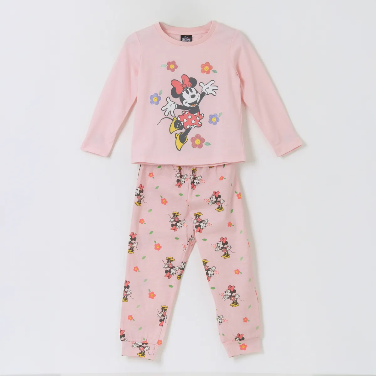 DISNEY - Pijama Manga Larga Niña Minnie Flores Rosado Disney