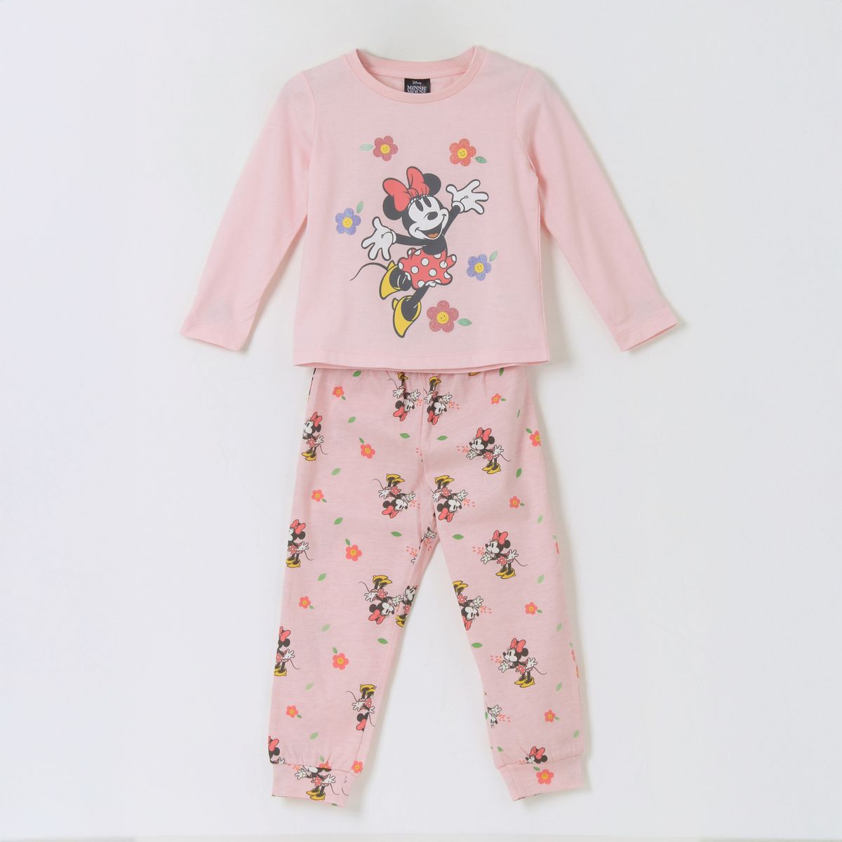 DISNEY - Pijama Manga Larga Niña Minnie Flores Rosado Disney