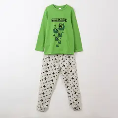 MINECRAFT - Pijama Manga Larga Niño Creepers Verde