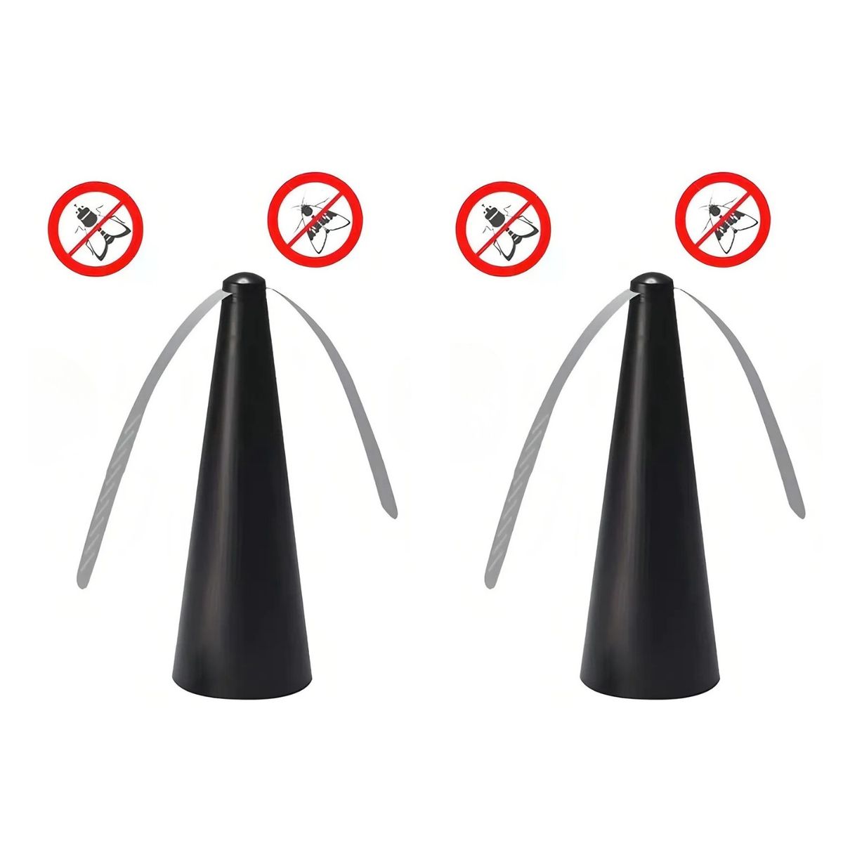 GENERICO - Pack x4 Abanico Ventilador Repelente De Moscas Portatil- Color Negro