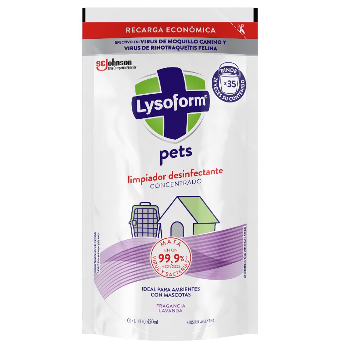 LYSOFORM - Lysoform Respuesto Limpiador Desinfectante Ambiente Mascotas 420ml