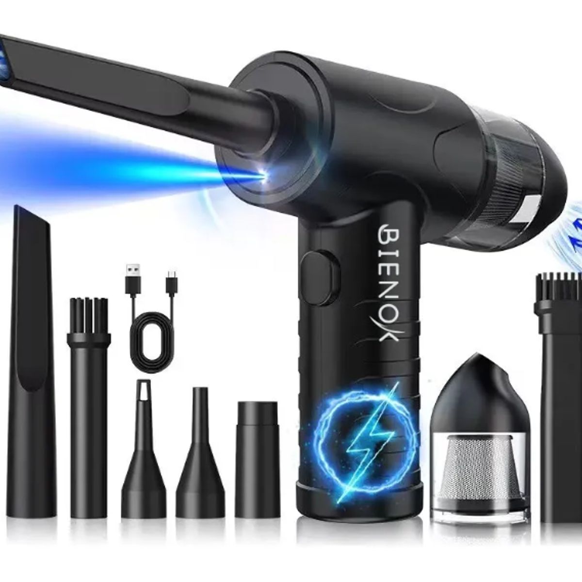 GENERICO - Soplador De Aire 2 En1 51000rpm 6000mah Con 8 Boquillas