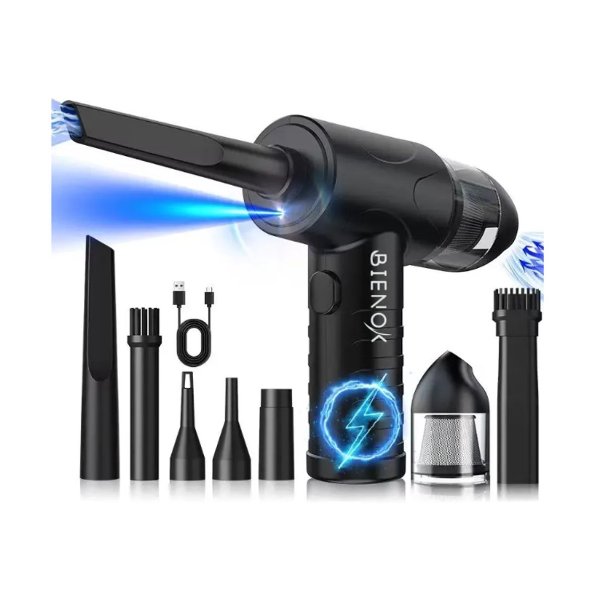GENERICO - Soplador De Aire 2 En1 51000rpm 6000mah Con 8 Boquillas