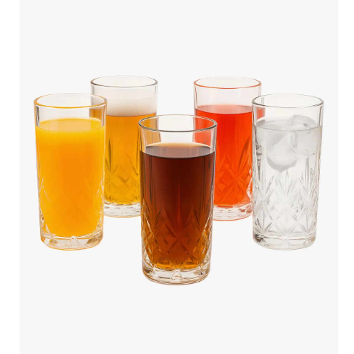 GENERICO - Set 6 Vasos Vidrio Tallado 350ml