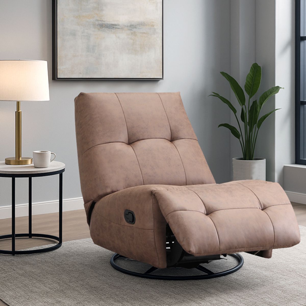 MSA MUEBLES SANTA ANA - Bergere Reclinable Giratorio Mecedora Aries Café