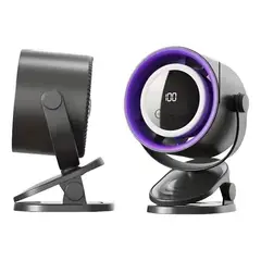 GENERICO - Ventilador Digital Liviano Mesa Escritorio Gancho Recargable 18.5 Cm 50 Negro Blanco Plástico 7