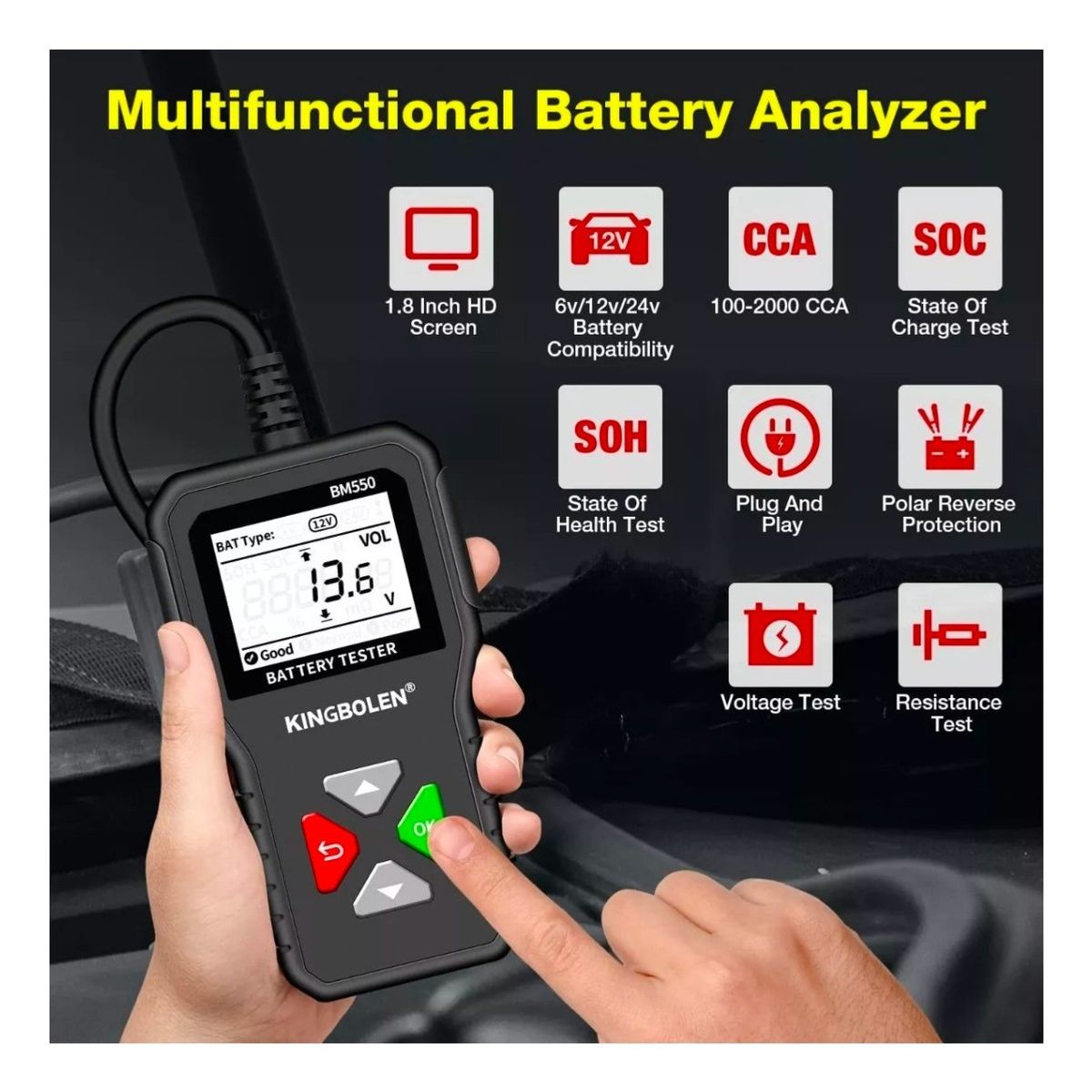 MUNDO MAGIA - Probador Analizador De Batería Automotriz Voltaje 6v12v24v