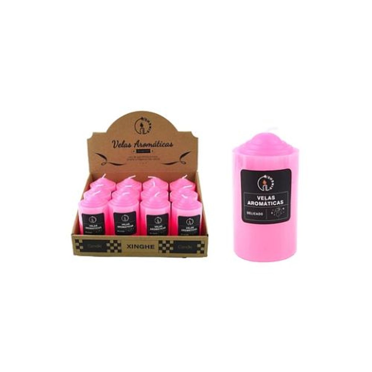 GENERICO - Vela aromática pilar rosado 459cm 120g