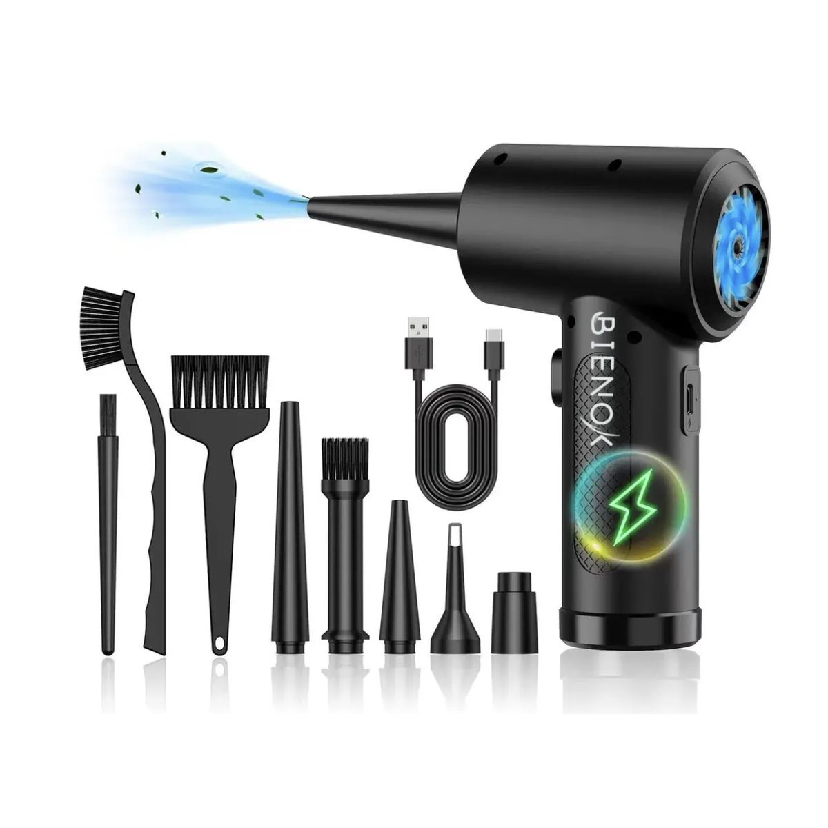 GENERICO - Soplador De Aire Eléctrico 51000rpm 6000mah Con 5 Boquillas