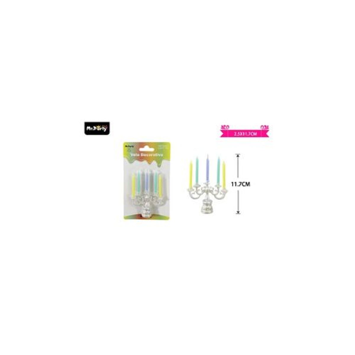 GENERICO - Velas candelabro multicolor 117cm