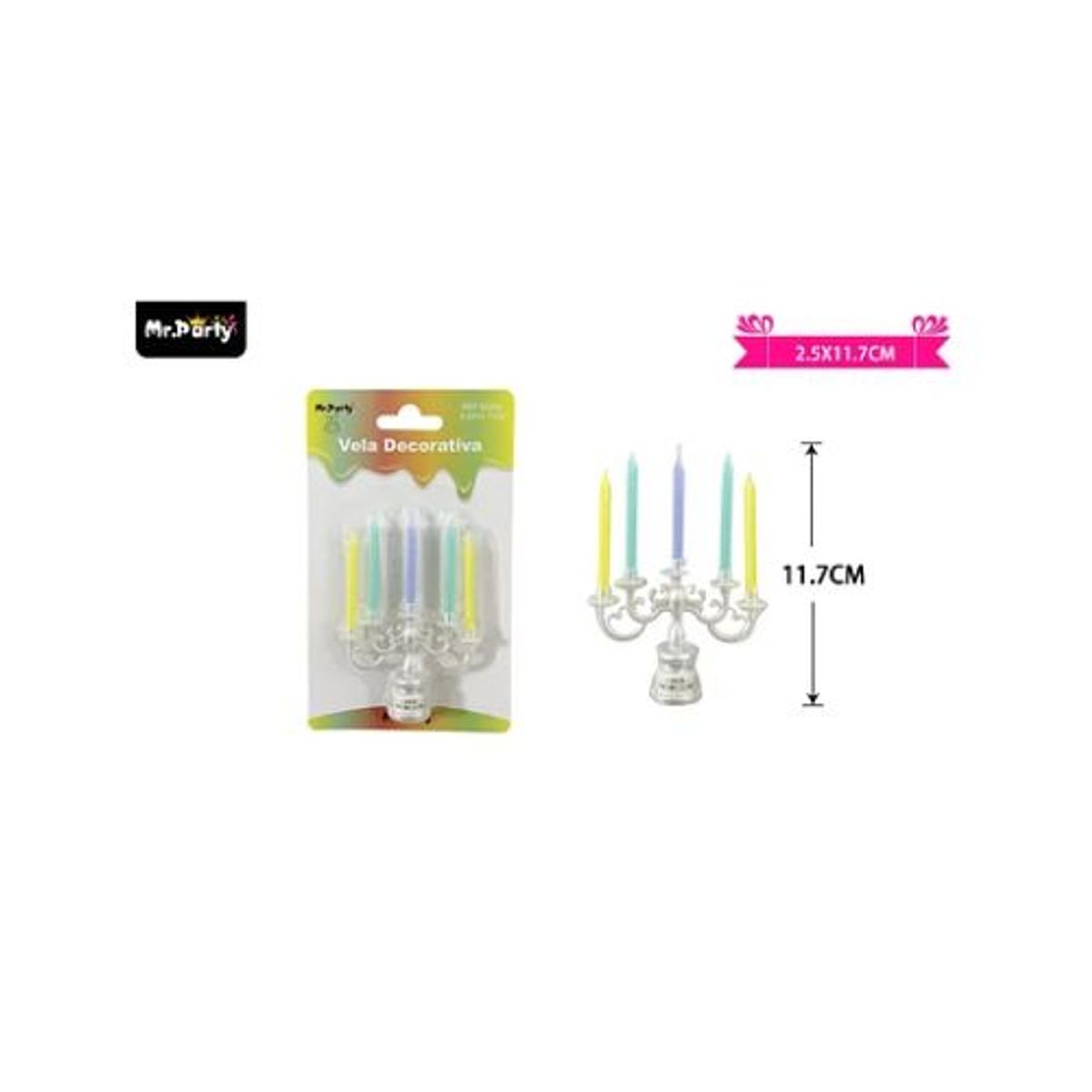 GENERICO - Velas candelabro multicolor 117cm