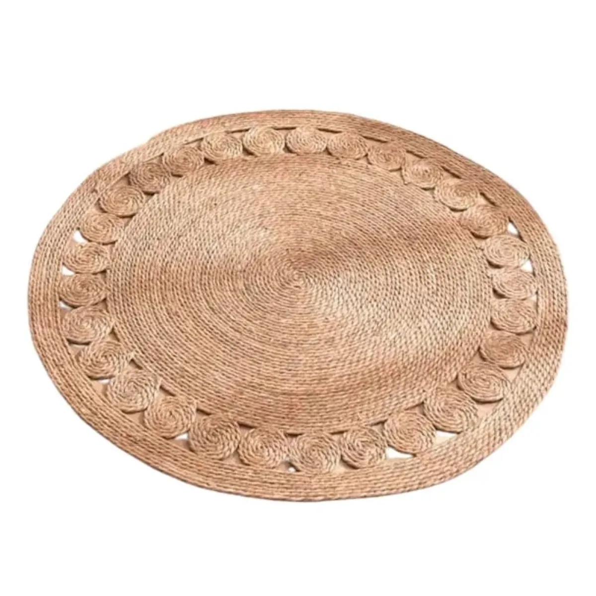 NOVADO - Alfombra Yute Fibra Natural Redonda 120 Cm Decoración 1.2 M