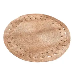 NOVADO - Alfombra Yute Fibra Natural Redonda 120 Cm Decoración 1.2 M