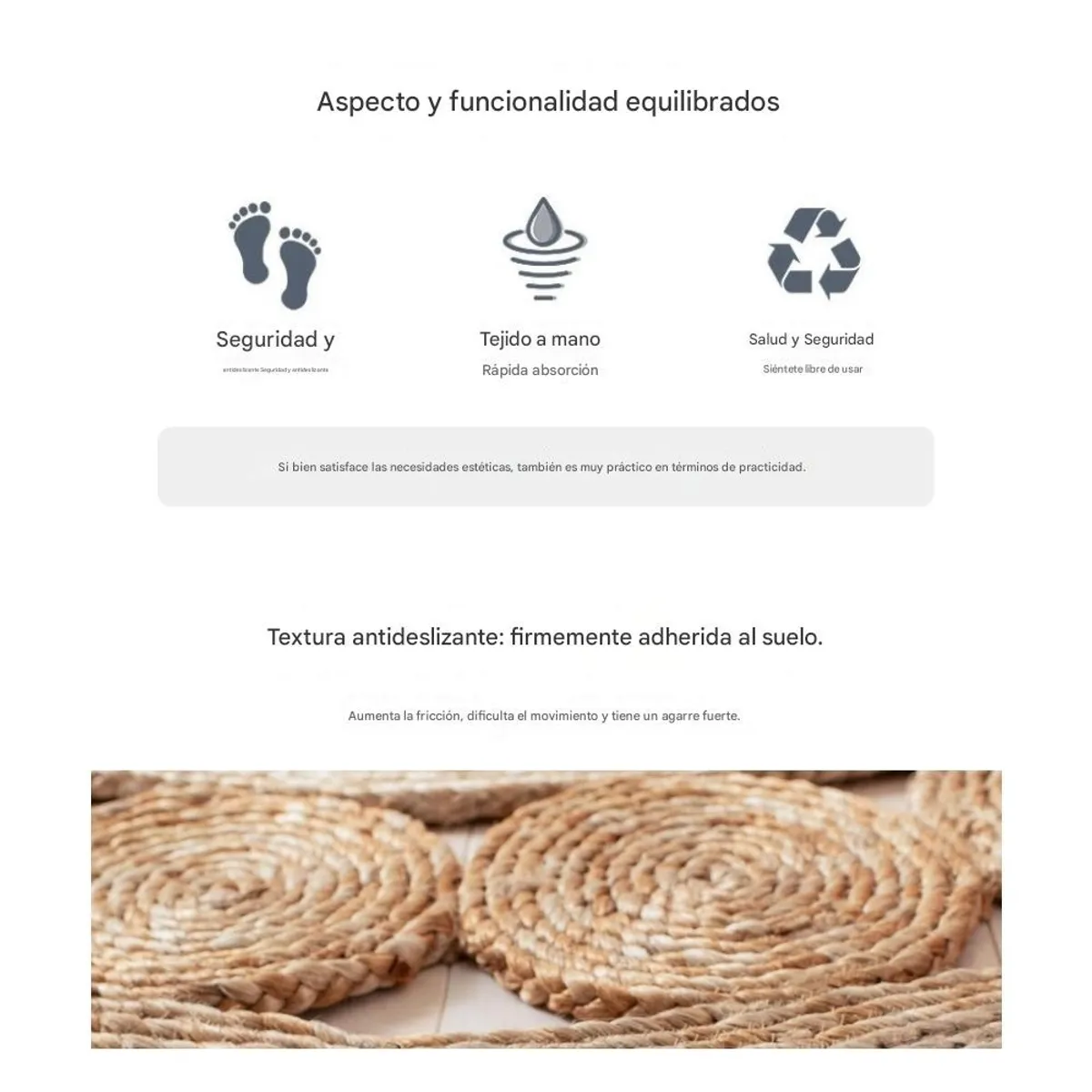 NOVADO - Alfombra Yute Fibra Natural Redonda 120 Cm Decoración 1.2 M