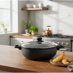 GENERICO - Olla freidora con tapa 22 cm