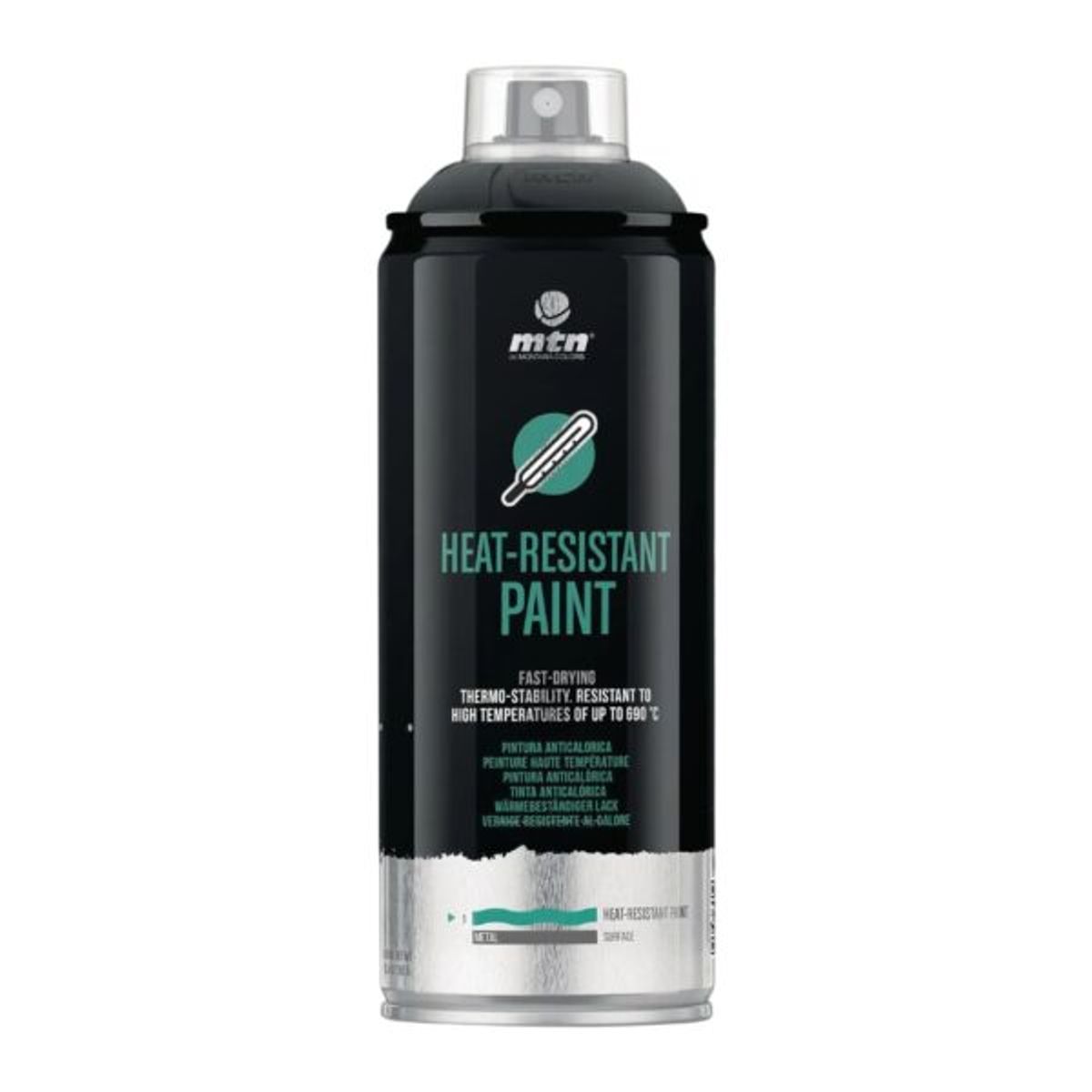 MONTANA COLORS - Pintura Resistente Altas Temperaturas Spray 400ml Negro Mate