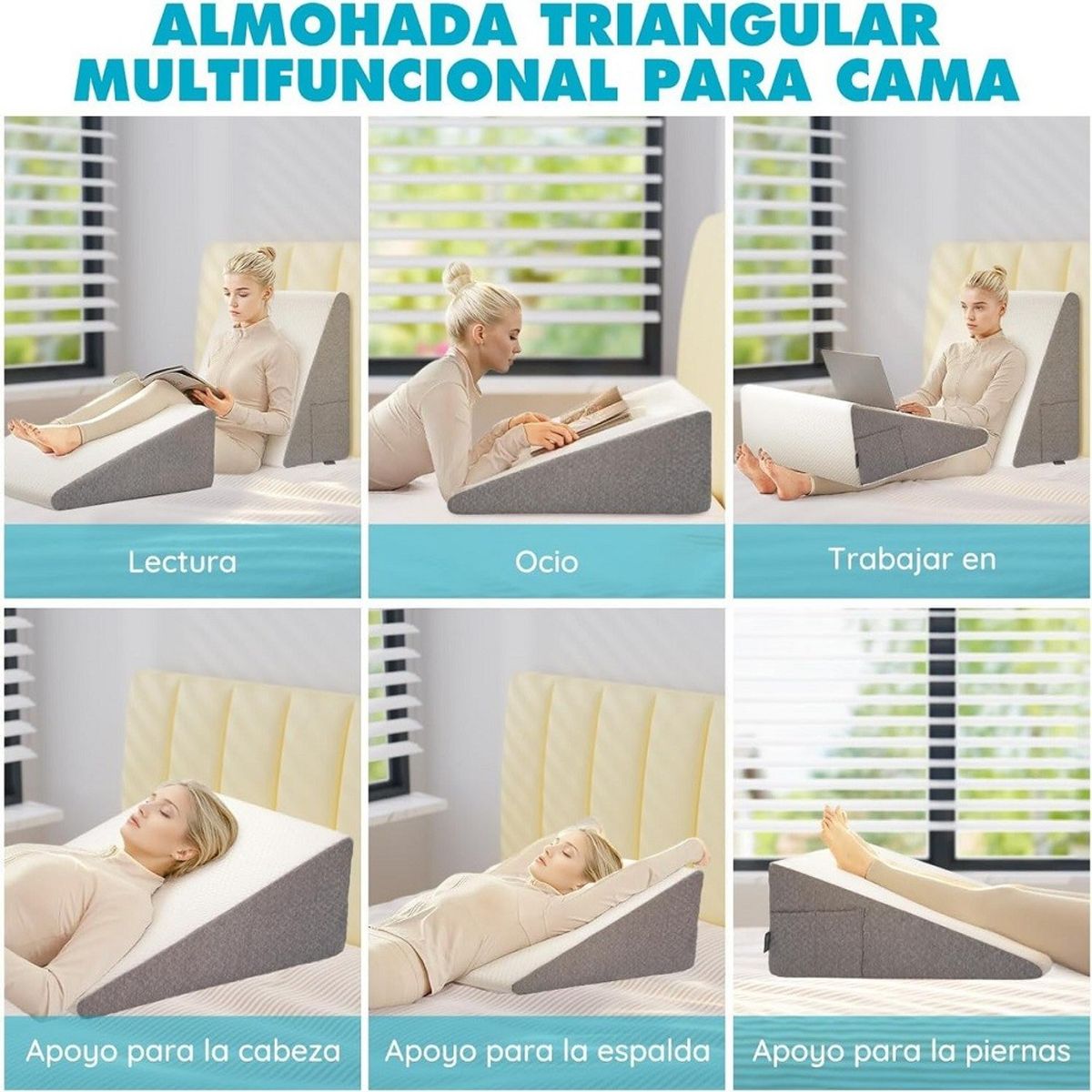 GENERICO - Almohada Cojín Antireflujo Tipo Cuña Respaldo Espuma Lumbar