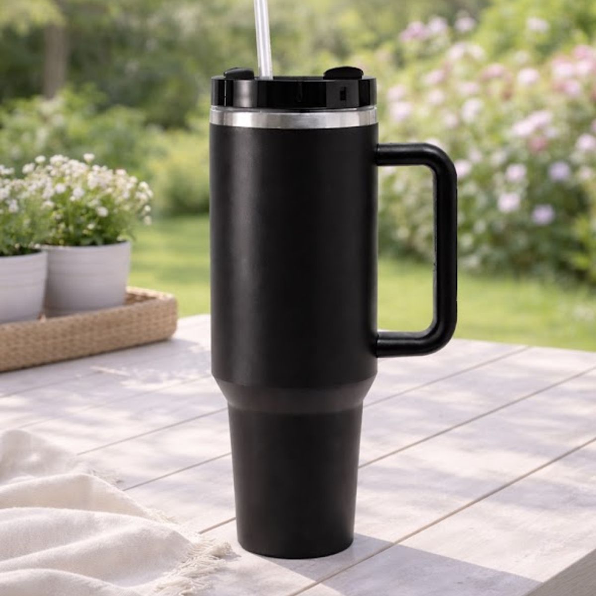 GENERICO - VASO TERMICO DE 1,2 L DE DOBLE PARED ACERO INOXIDABLE .304, CON AISLAMIENTO AL VACIO Y ASA