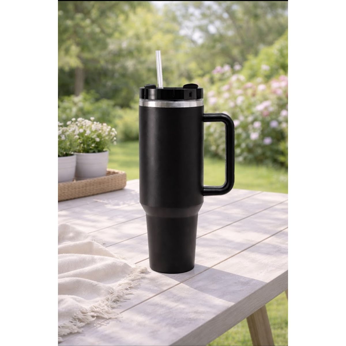 GENERICO - VASO TERMICO DE 1,2 L DE DOBLE PARED ACERO INOXIDABLE .304, CON AISLAMIENTO AL VACIO Y ASA