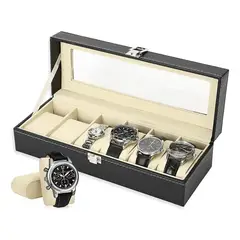GENERICO - Caja Organizadora Adkar Relojes Semicuero 6 Espacios