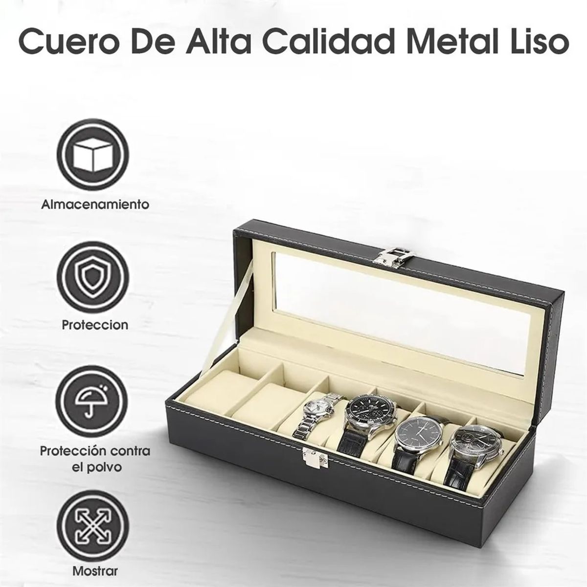 GENERICO - Caja Organizadora Adkar Relojes Semicuero 6 Espacios