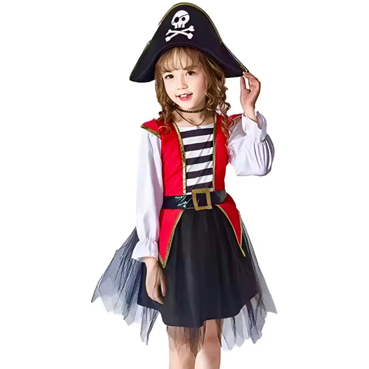 GENERICO - Disfraz de pirata para niña talla 8