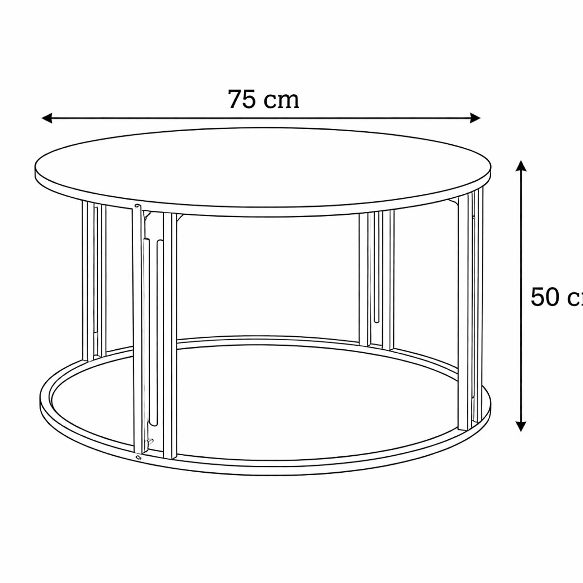 GENERICO - Mesa Centro Redonda Dorado Vidrio Templado cColor Negro