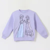 Polerón Cerrado Niña Frozen Elsa & Anna Morado