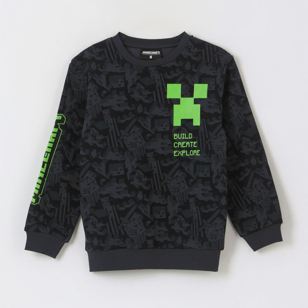 MINECRAFT - Polerón Cerrado Niño Build Create Explore Negro Minecraft