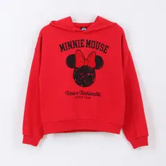 DISNEY - Polerón Niña Hoodie Orejas Minnie Mouse Rojo