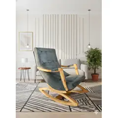 MUEBLES NEW - Silla Mecedora con Apoya Brazo Gris Felpa