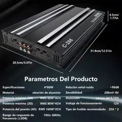ADLIU - Amplificador De Audio Para Auto 4 Canales C-286 7800w 12v Ab