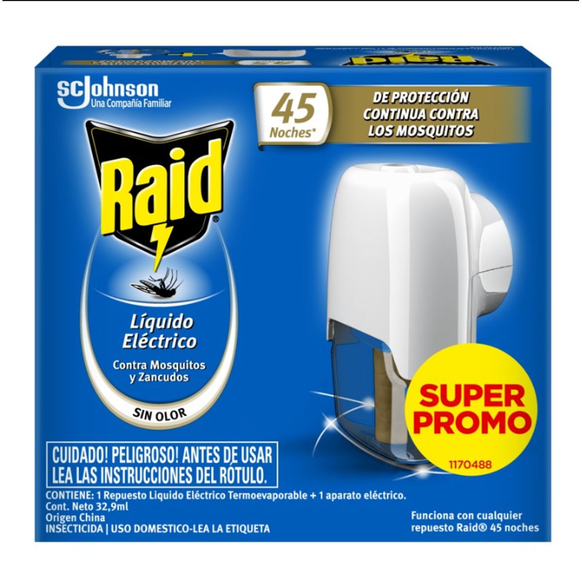 RAID - Insecticida eléctrico para 45 noches aparato + repuesto raid