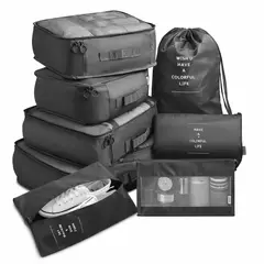GENERICO - Set Organizador de Maleta Premium - 7 Piezas - Negro
