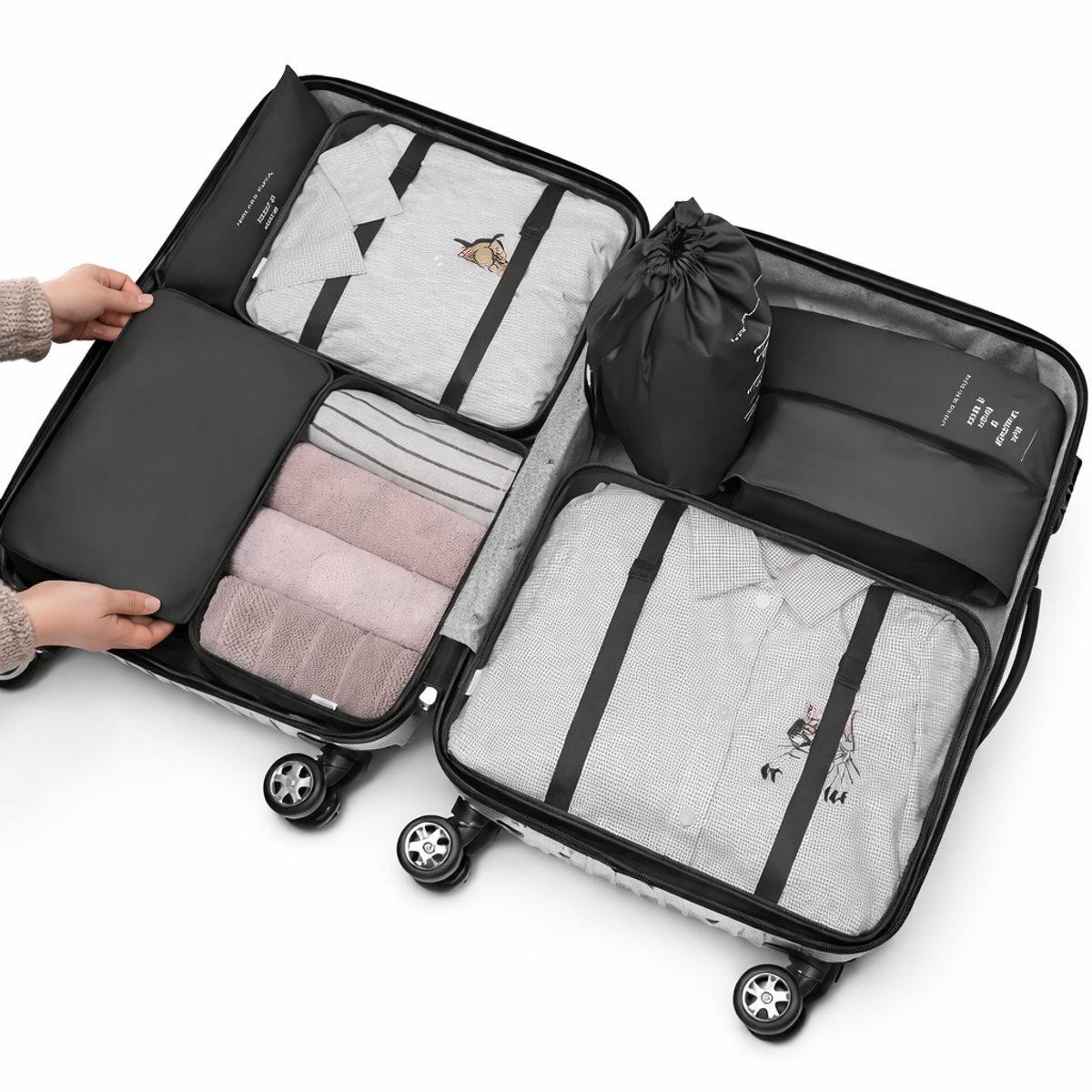 GENERICO - Set Organizador de Maleta Premium - 7 Piezas - Negro