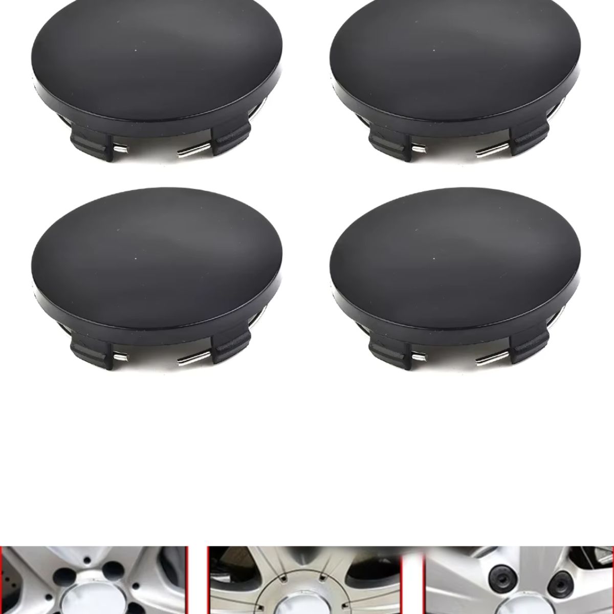 GENERICO - X4 Tapa Centro Llanta Autos 60mm Negro Sin Marca