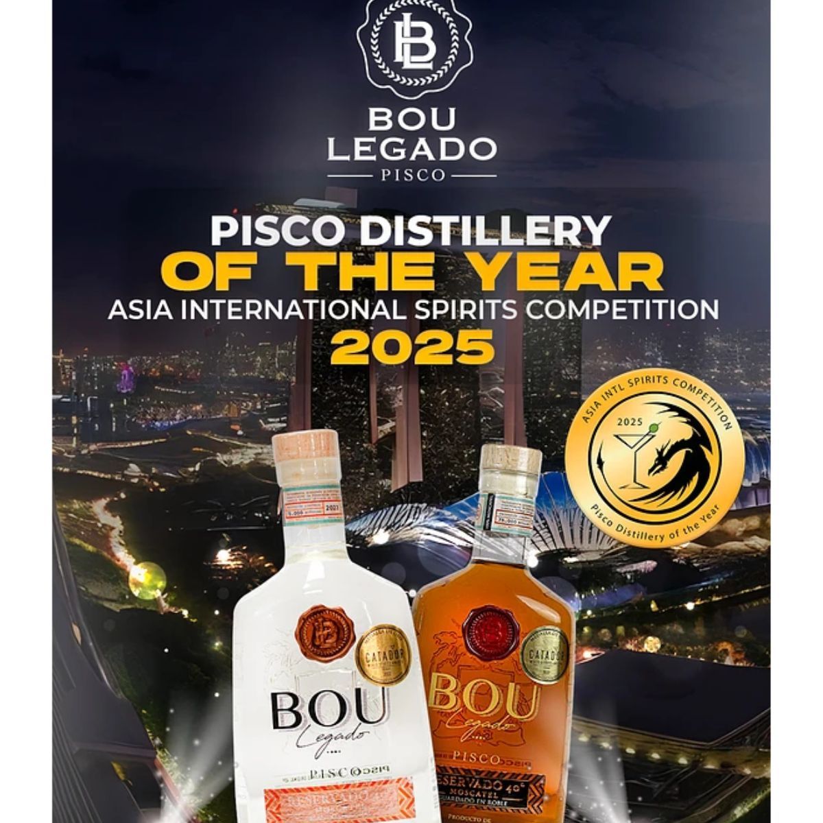 BOU - Pack Pisco Bou Legado Blanco + 2 Miniaturas 50 ML